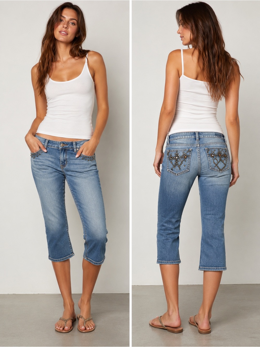 Vintage  VO (Virgin Only) Embellished Capri Jeans – Size 7 – Y2K